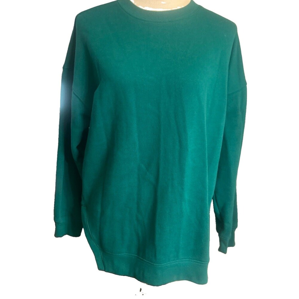 Victoria Secret Teal Cotton Blend Fleece Crew Pullover Sweatshirt Sweater Sz S